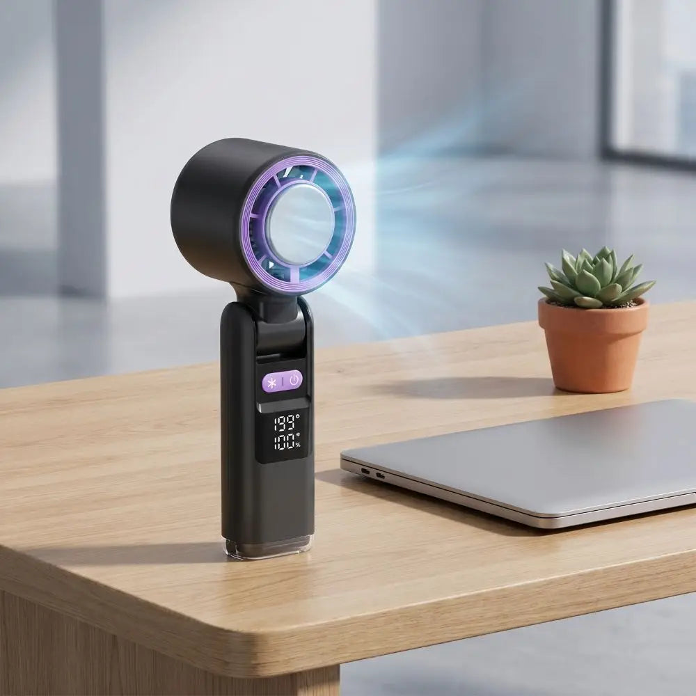 K-801 High-Speed Handheld Fan with LED Light