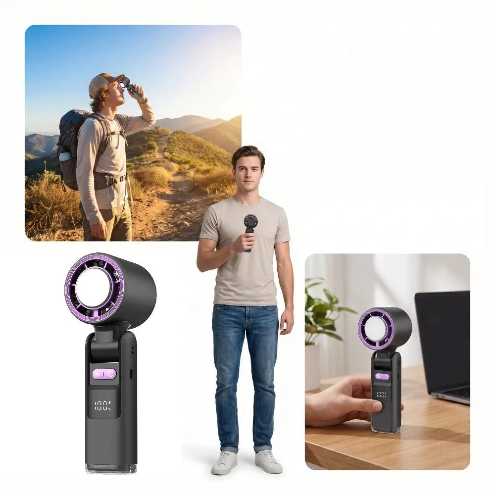 K-801 High-Speed Handheld Fan with LED Light