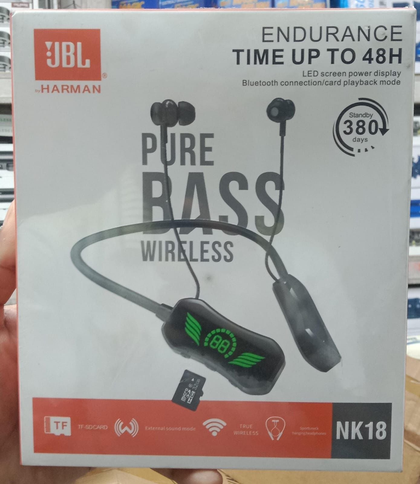 JBL NK18 Pure Bass Wireless Neckband Earphones with LED Display