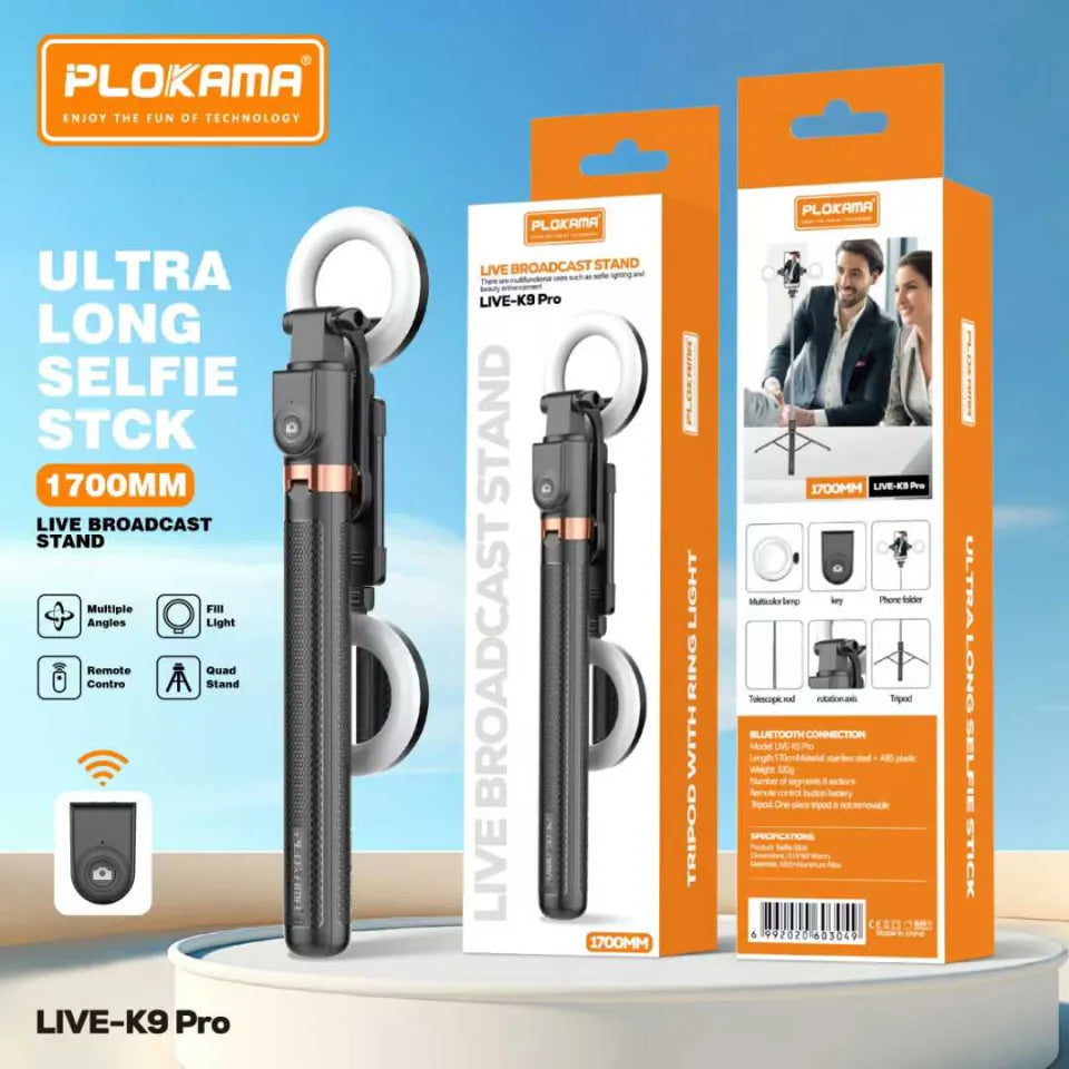 LIVE-K9 Pro Live Broadcast Stand Selfie Stick Tripod